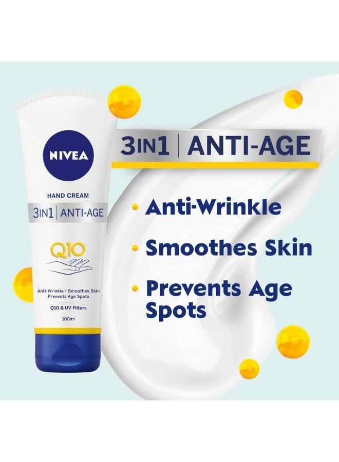 نيفيا كريم اليدين المضاد للشيخوخة NIVEA 3in1 Q10 (100 مل)، كريم مرطب لليدين يقلل من ظهور التجاعيد بفضل مادة Q10 وفلاتر الأشعة فوق البنفسجية، كريم اليدين NIVEA لترطيب يدوم 24 ساعة - Image 2